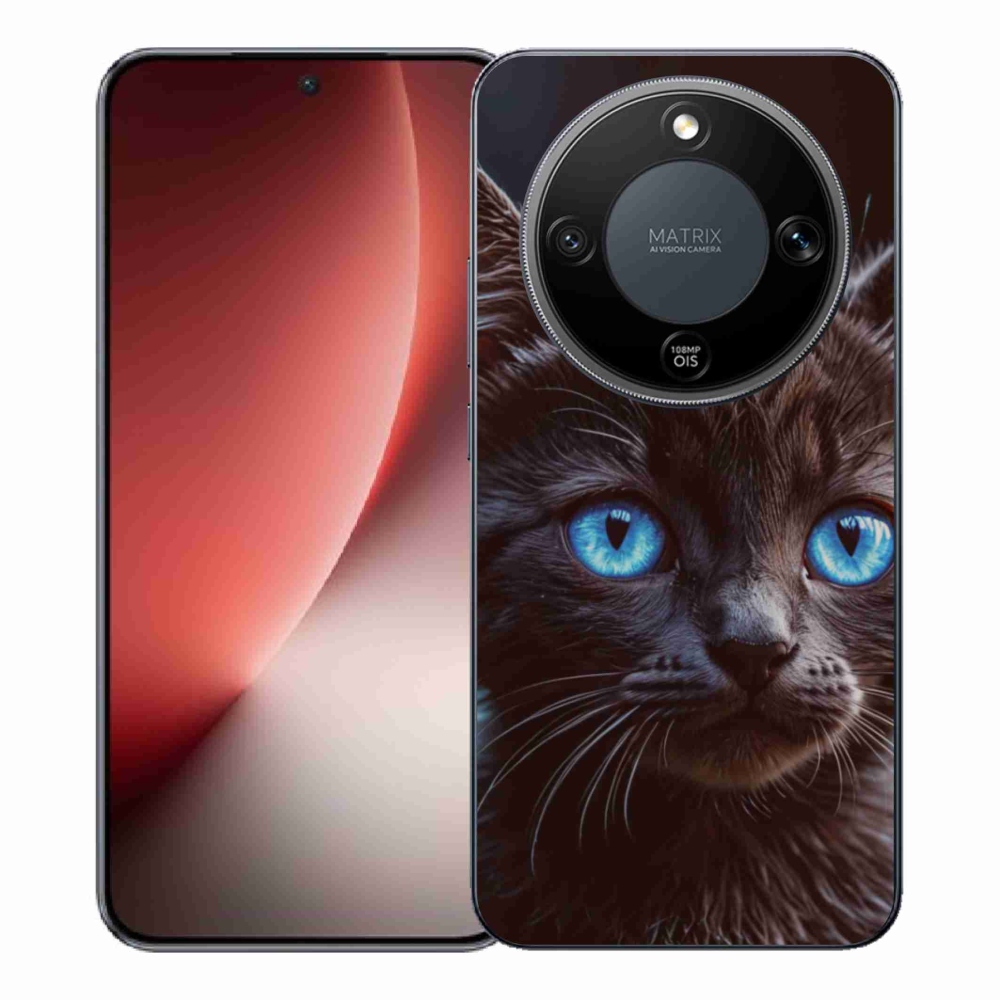 Gelový kryt mmCase na Honor Magic 8 Lite 5G - černé kotě 2