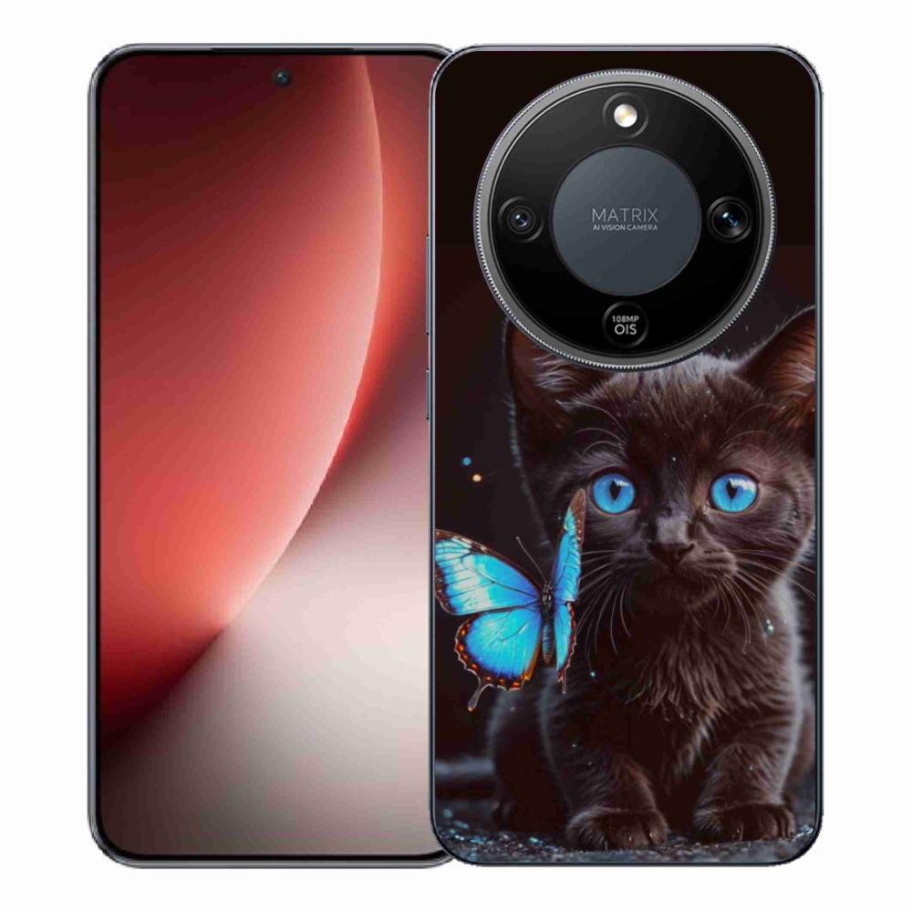 Gelový kryt mmCase na Honor Magic 8 Lite 5G - černé kotě 3