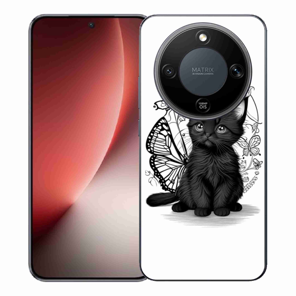 Gelový kryt mmCase na Honor Magic 8 Lite 5G - černé kotě