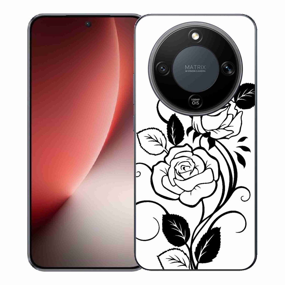 Gelový kryt mmCase na Honor Magic 8 Lite 5G - černobílá růže