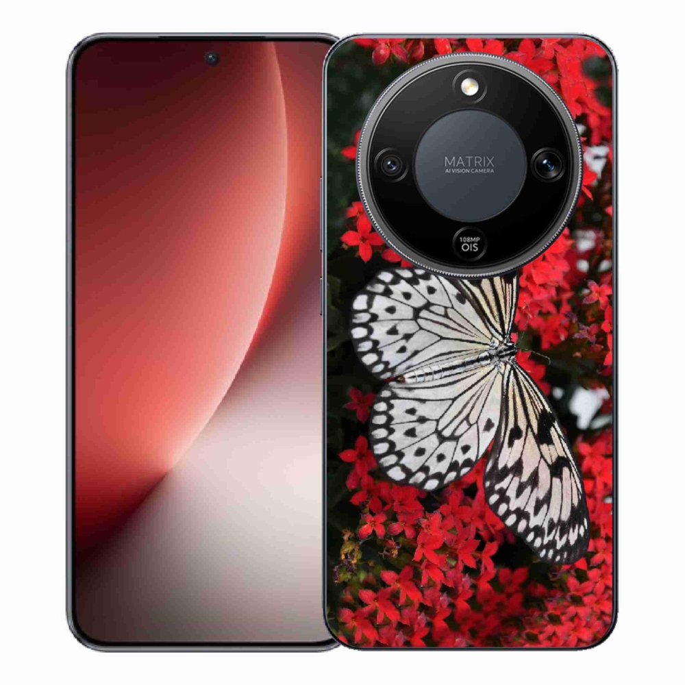 Gelový kryt mmCase na Honor Magic 8 Lite 5G - černobílý motýl 1