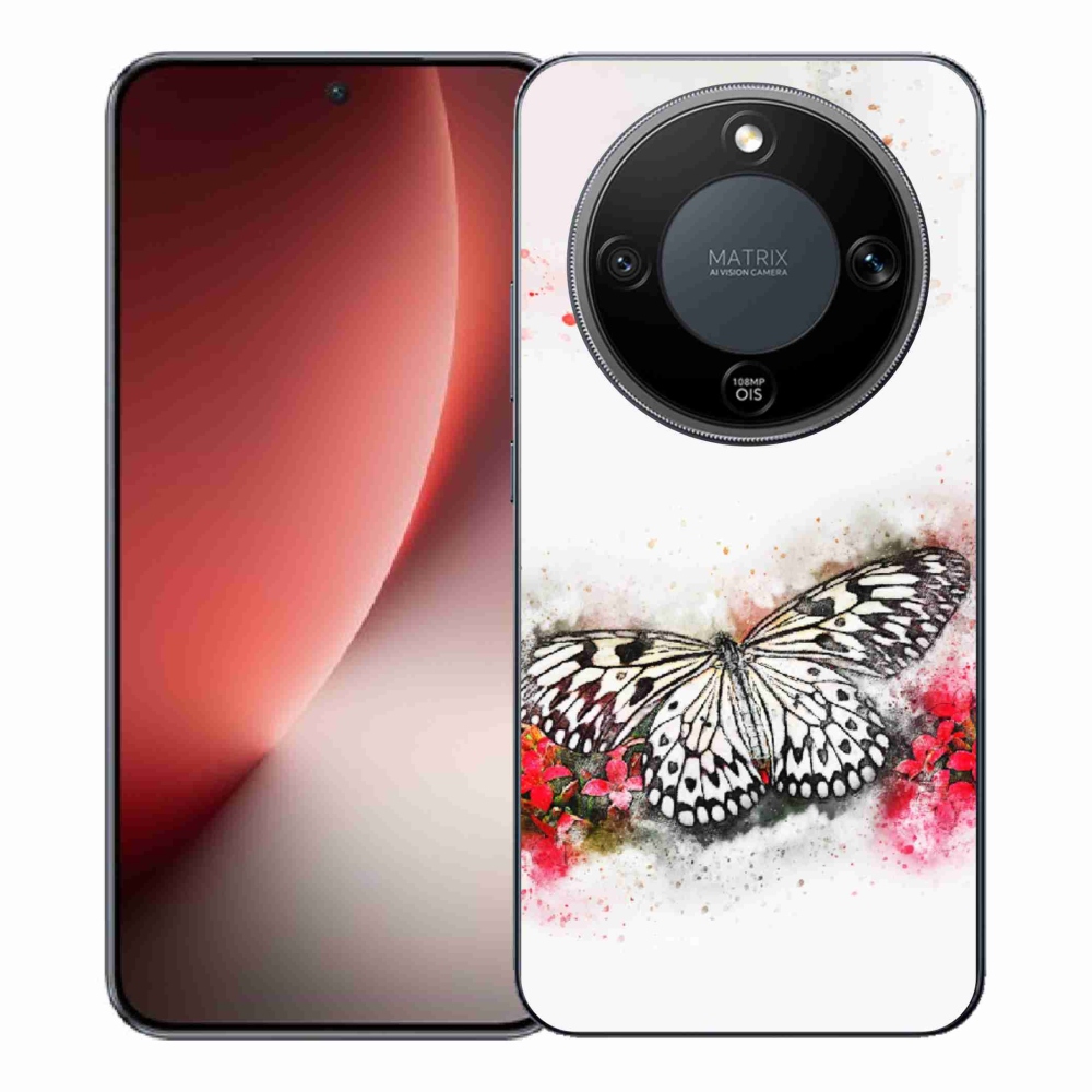 Gelový kryt mmCase na Honor Magic 8 Lite 5G - černobílý motýl