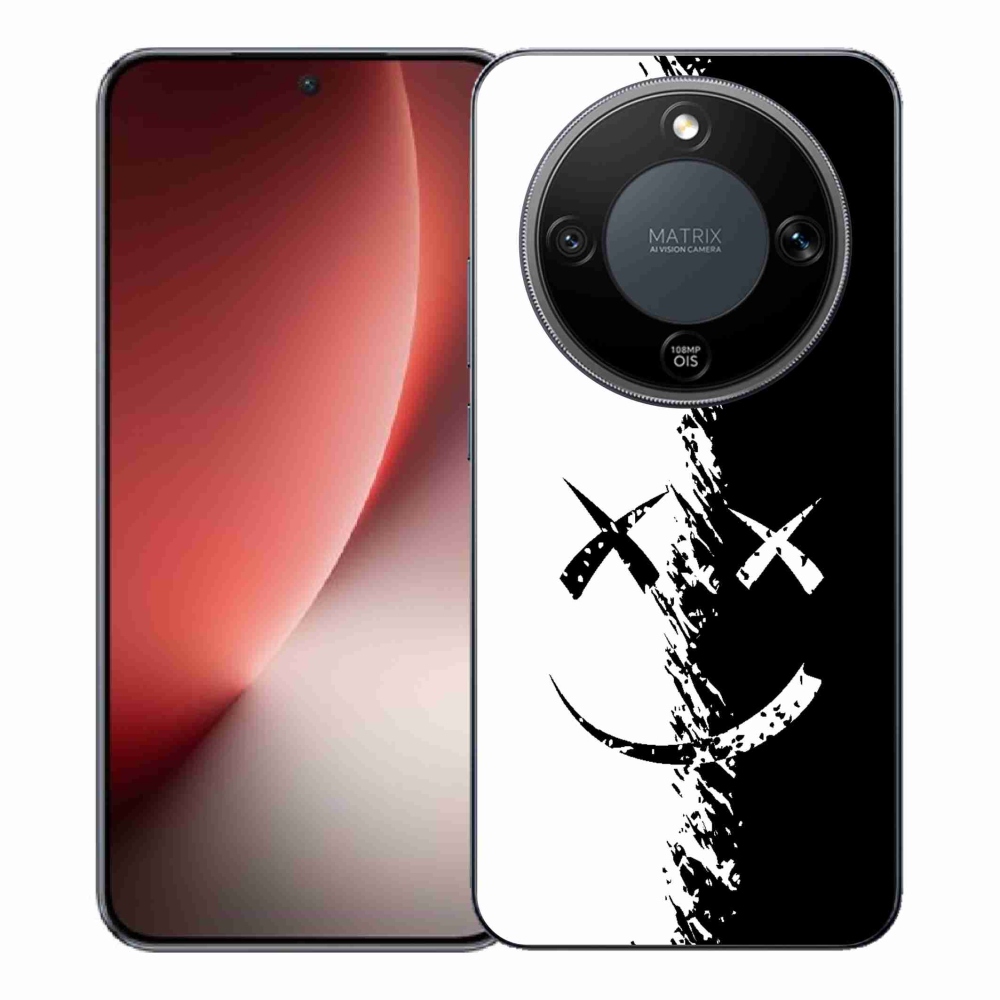 Gelový kryt mmCase na Honor Magic 8 Lite 5G - černobílý smajlík