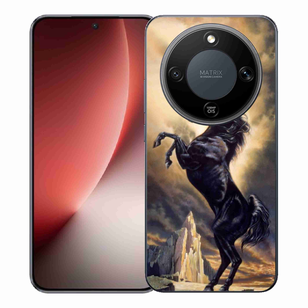 Gelový kryt mmCase na Honor Magic 8 Lite 5G - černý kreslený kůň