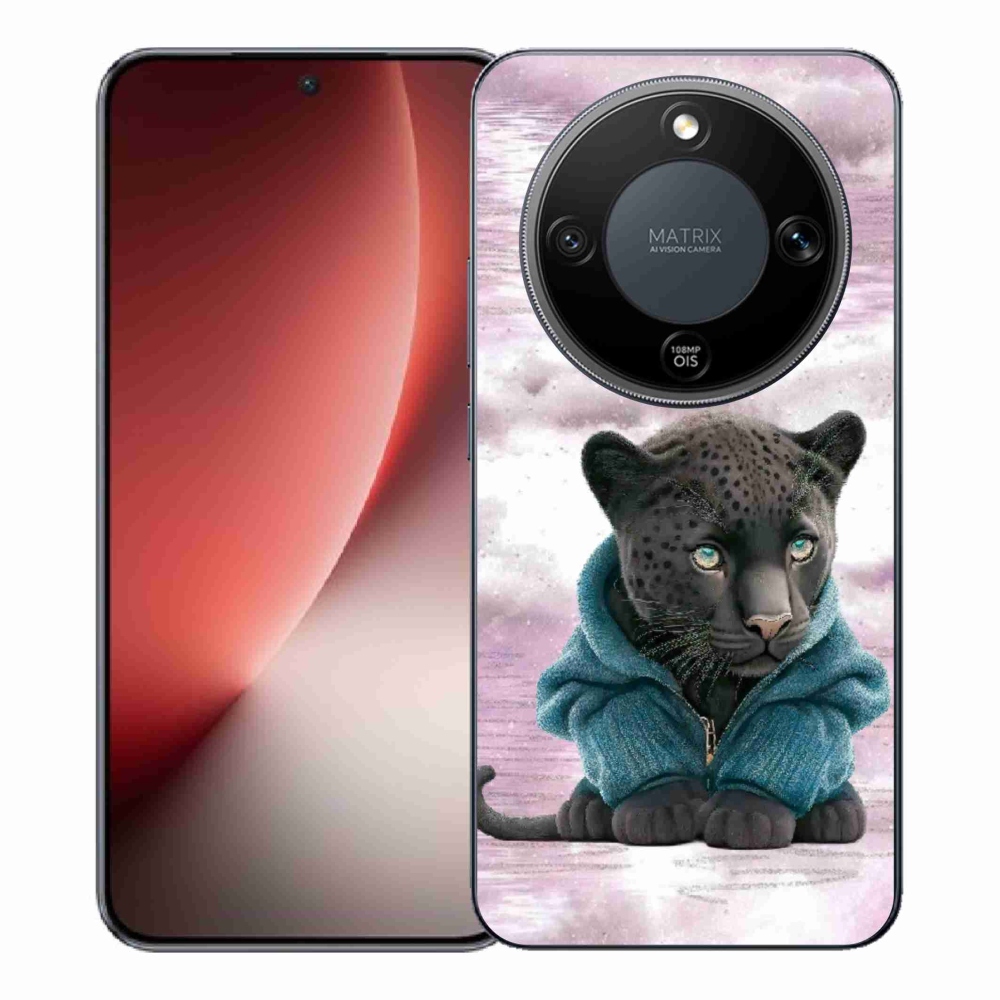 Gelový kryt mmCase na Honor Magic 8 Lite 5G - černý panter ve svetru