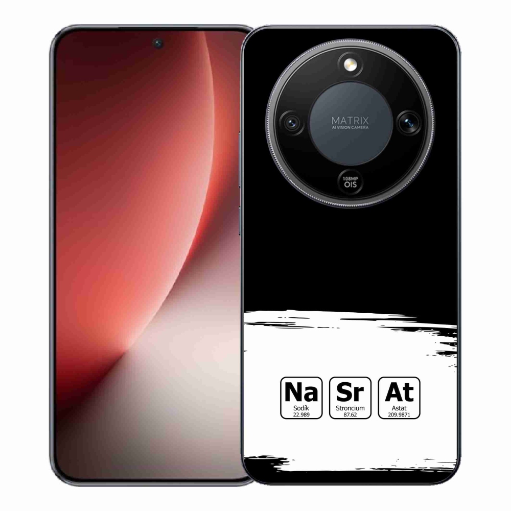 Gelový kryt mmCase na Honor Magic 8 Lite 5G - chemické prvky bíločerné pozadí