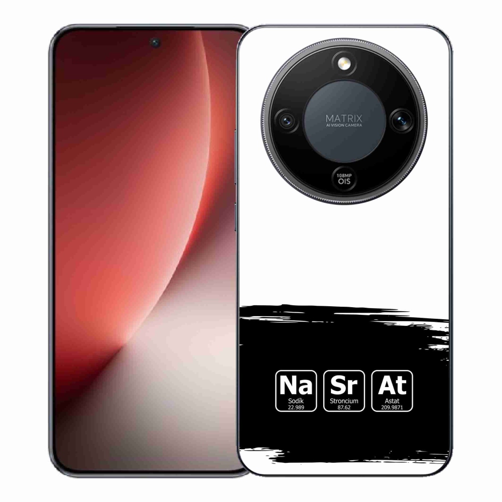 Gelový kryt mmCase na Honor Magic 8 Lite 5G - chemické prvky černobílé pozadí