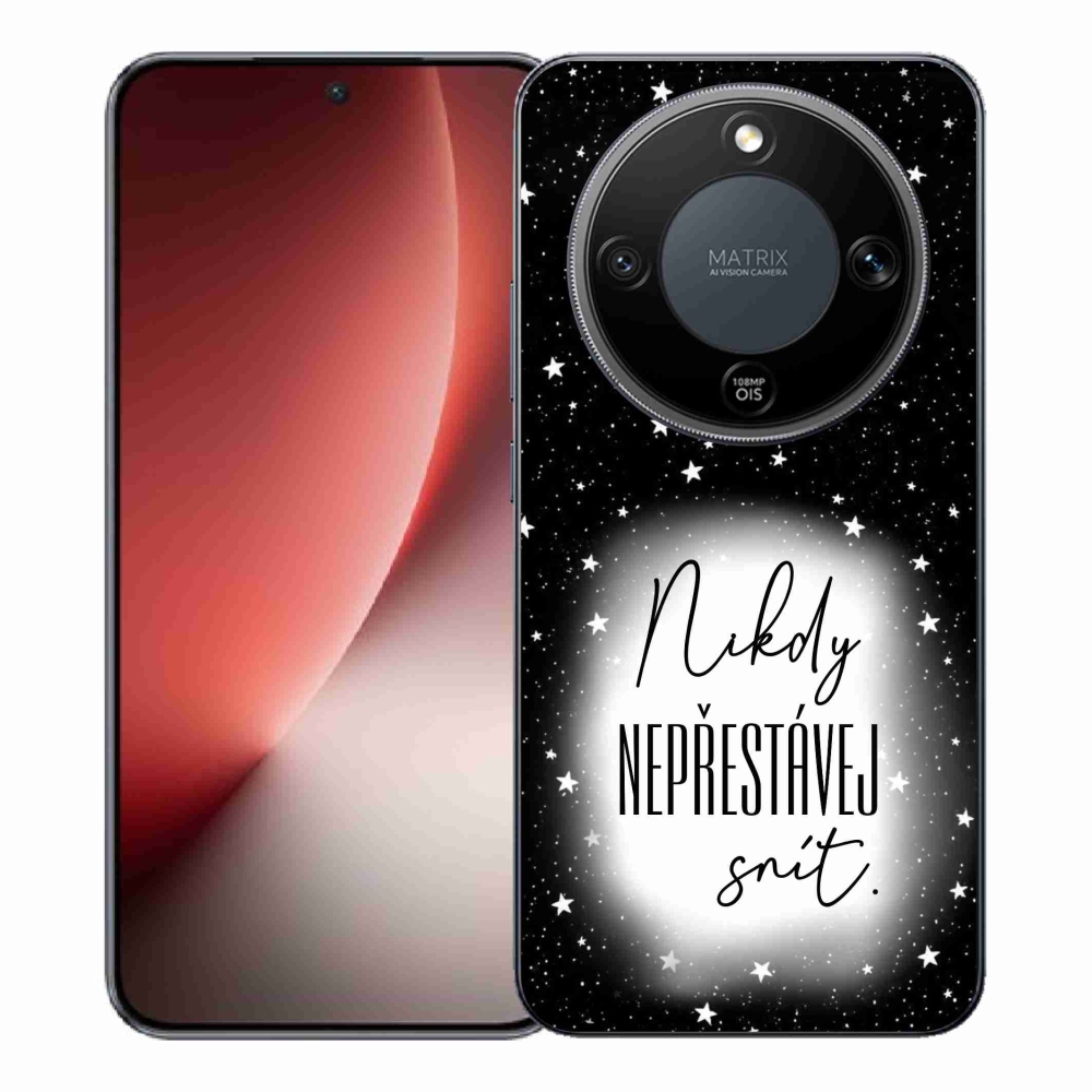 Gelový kryt mmCase na Honor Magic 8 Lite 5G - citát 1 bíločerné pozadí