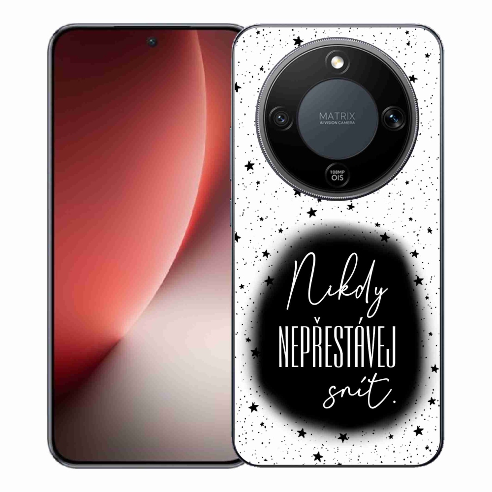 Gelový kryt mmCase na Honor Magic 8 Lite 5G - citát 1 černobílé pozadí