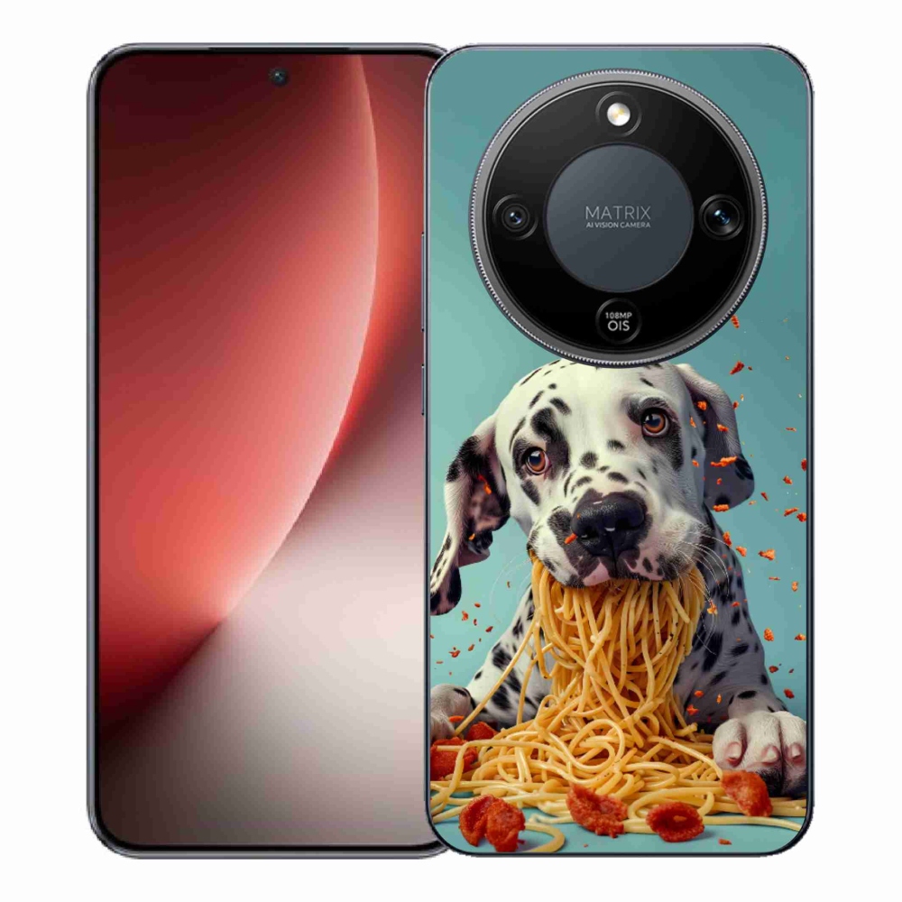 Gelový kryt mmCase na Honor Magic 8 Lite 5G - dalmatin a špagety