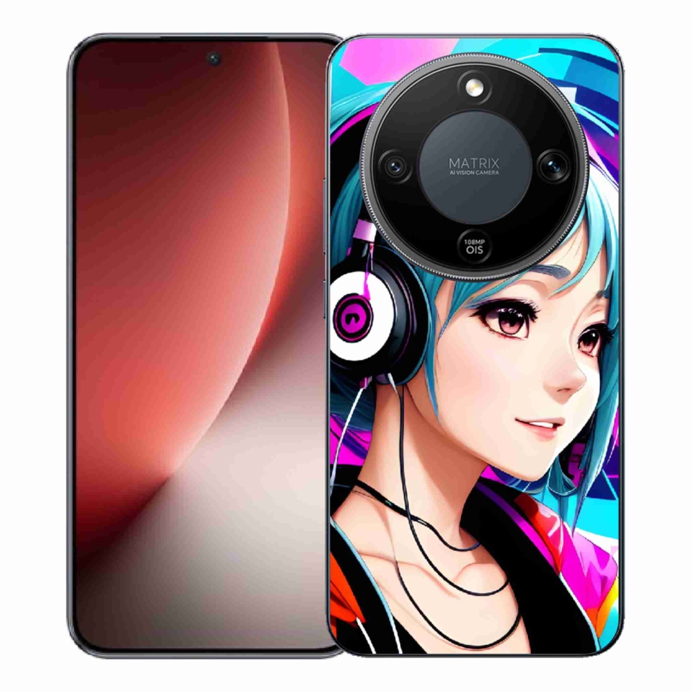 Gelový kryt mmCase na Honor Magic 8 Lite 5G - dívka se sluchátky