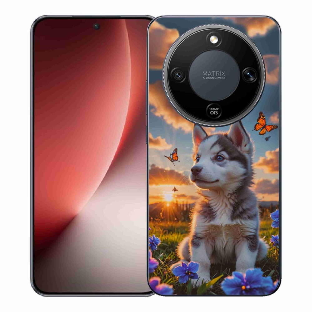 Gelový kryt mmCase na Honor Magic 8 Lite 5G - husky při západu slunce