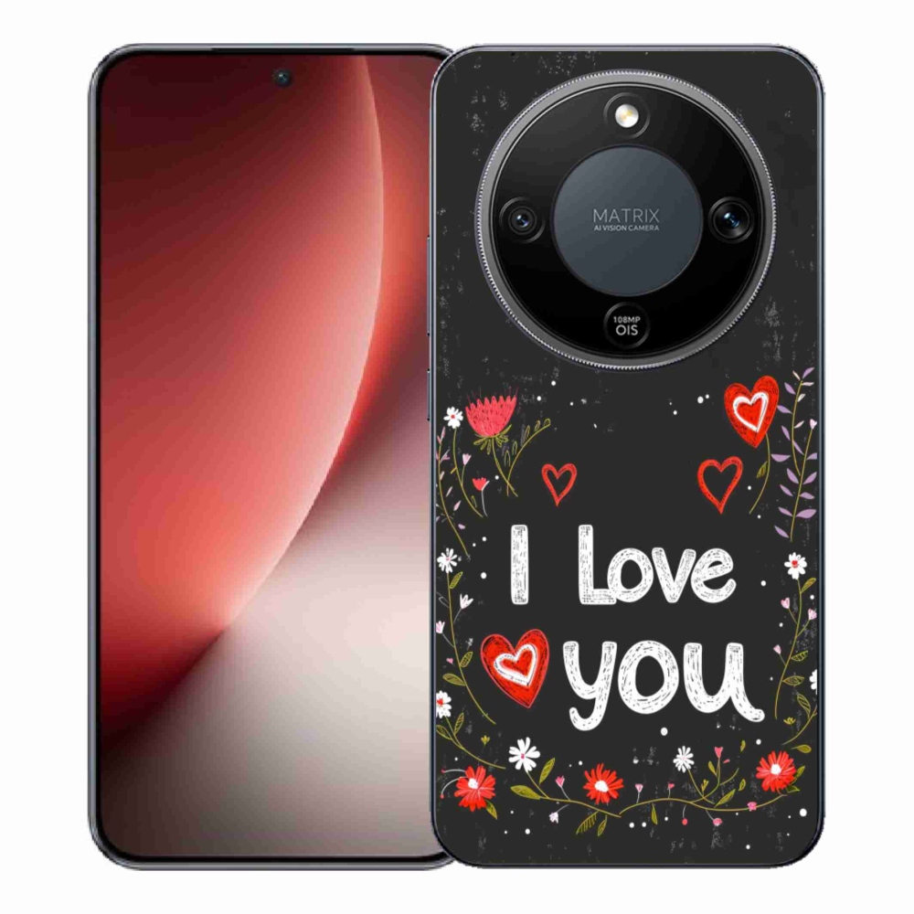 Gelový kryt mmCase na Honor Magic 8 Lite 5G - I love you černé pozadí