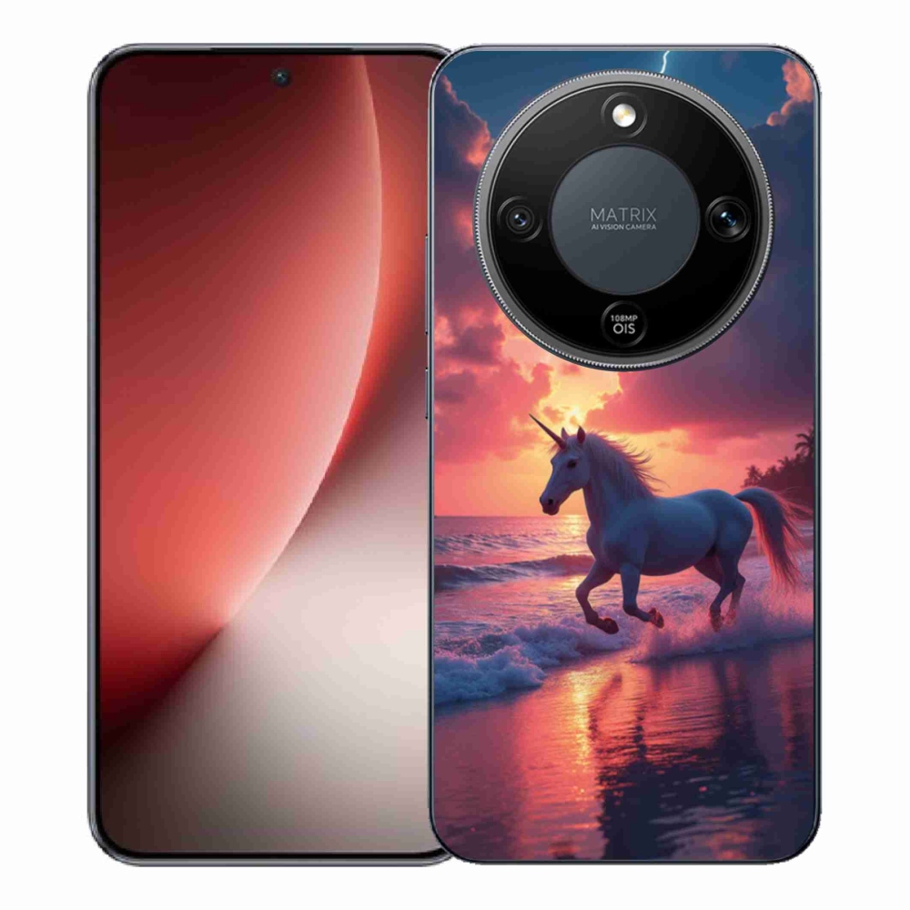 Gelový kryt mmCase na Honor Magic 8 Lite 5G - jednorožec na pláži