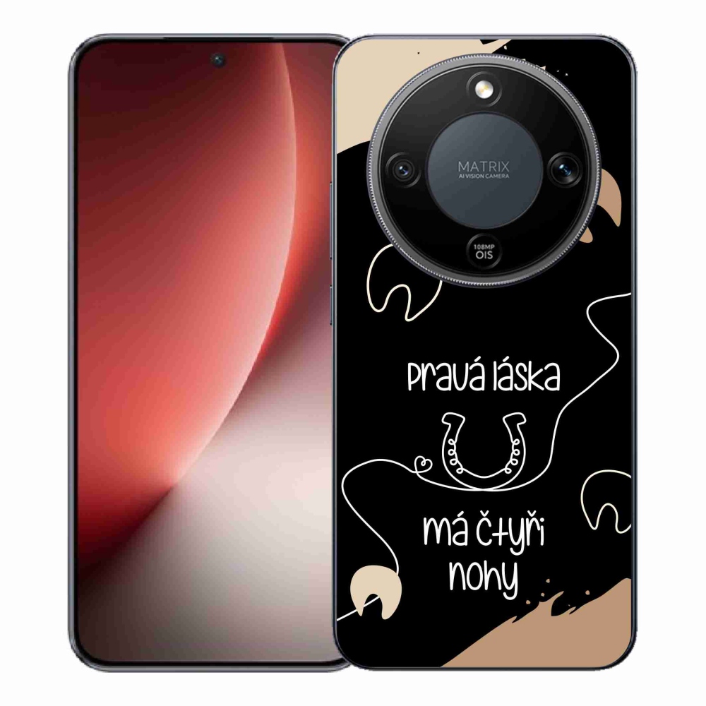 Gelový kryt mmCase na Honor Magic 8 Lite 5G - koňský motiv černé pozadí