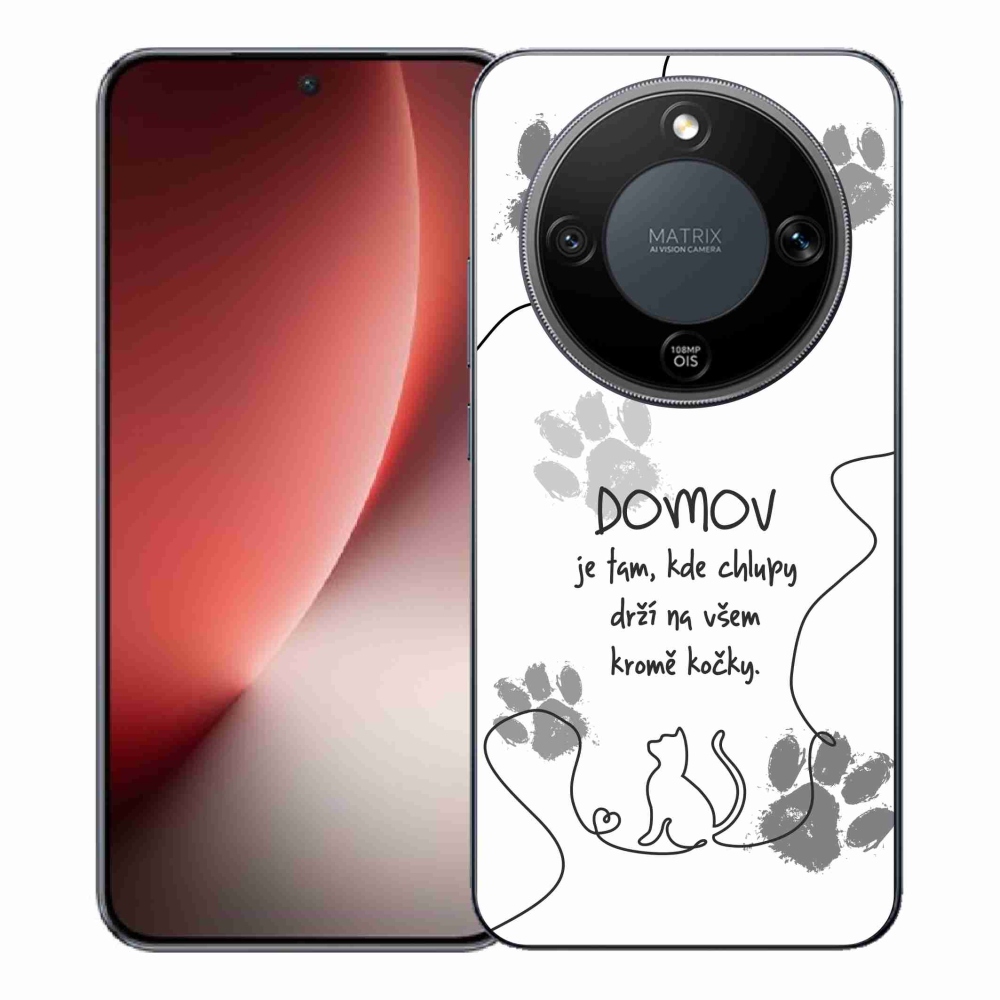 Gelový kryt mmCase na Honor Magic 8 Lite 5G - kočičí motiv bílé pozadí