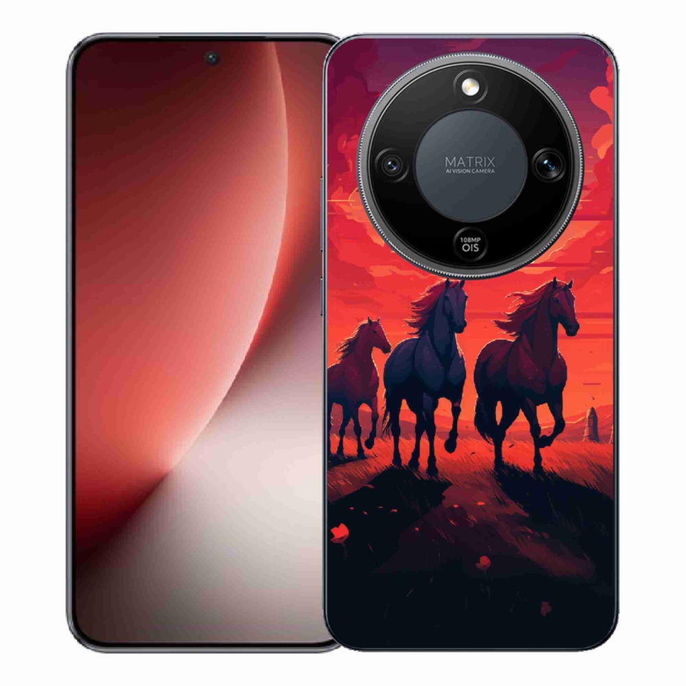 Gelový kryt mmCase na Honor Magic 8 Lite 5G - koně a západ slunce
