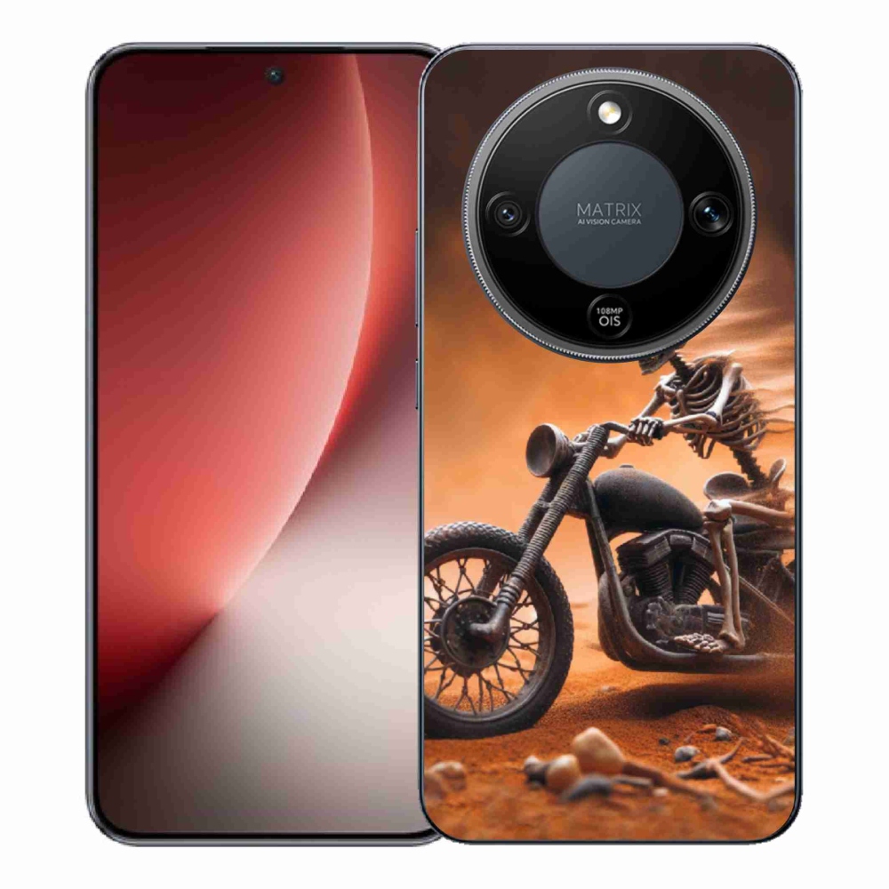 Gelový kryt mmCase na Honor Magic 8 Lite 5G - kostra na motorce