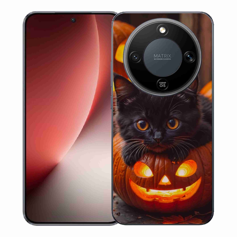 Gelový kryt mmCase na Honor Magic 8 Lite 5G - kotě a dýně