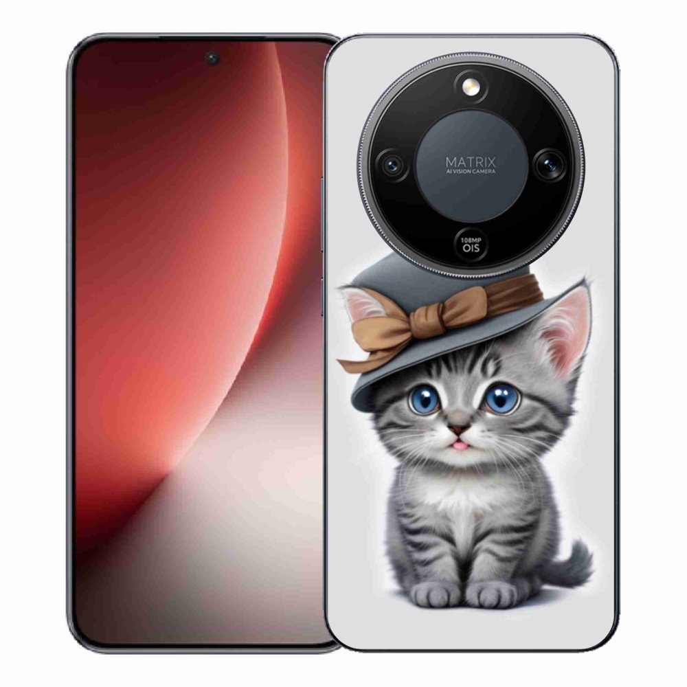 Gelový kryt mmCase na Honor Magic 8 Lite 5G - kotě s kloboukem
