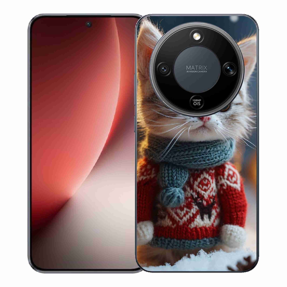 Gelový kryt mmCase na Honor Magic 8 Lite 5G - kotě ve svetru