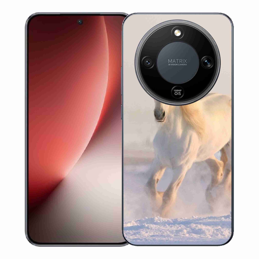 Gelový kryt mmCase na Honor Magic 8 Lite 5G - kůň ve sněhu