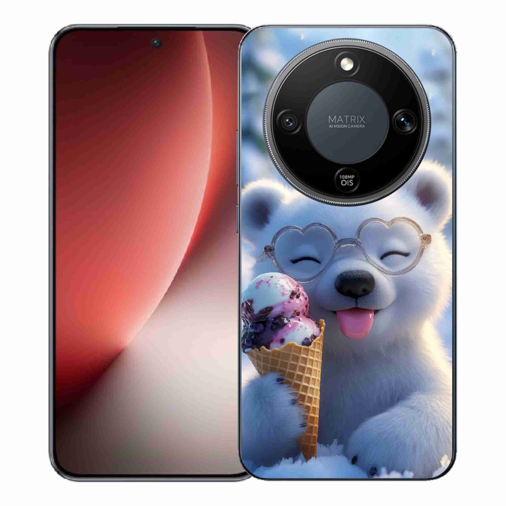 Gelový kryt mmCase na Honor Magic 8 Lite 5G - medvídek se zmrzlinou