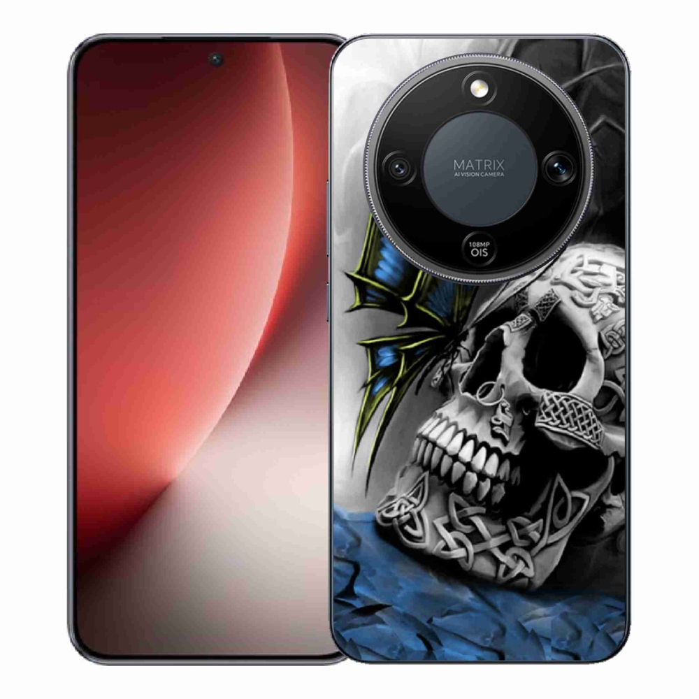 Gelový kryt mmCase na Honor Magic 8 Lite 5G - motýl a lebka