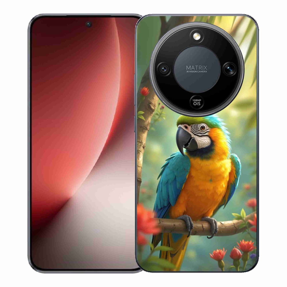 Gelový kryt mmCase na Honor Magic 8 Lite 5G - papoušek ara modrožlutá