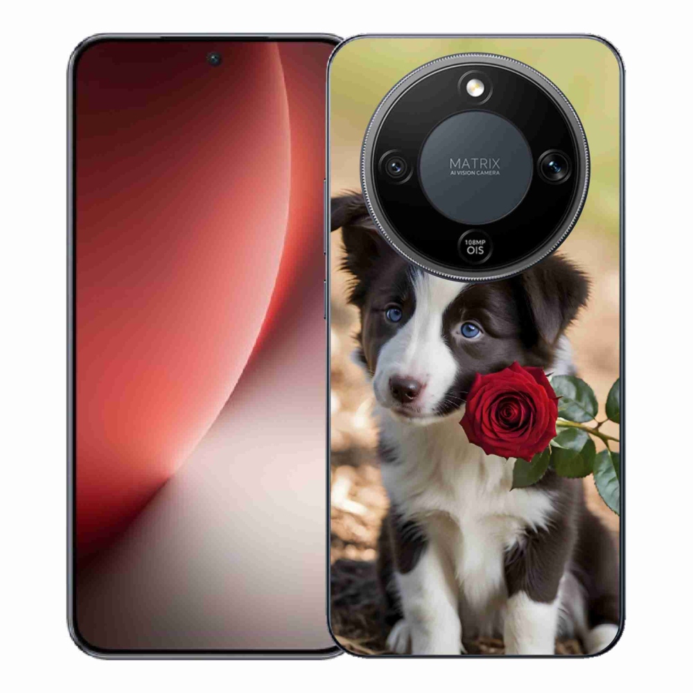 Gelový kryt mmCase na Honor Magic 8 Lite 5G - roztomilá border kolie s růží