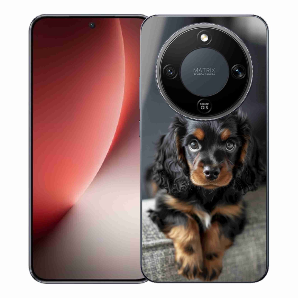 Gelový kryt mmCase na Honor Magic 8 Lite 5G - roztomilý dlouhosrstý jezevčík
