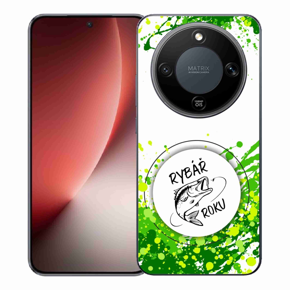 Gelový kryt mmCase na Honor Magic 8 Lite 5G - rybář roku bílé pozadí