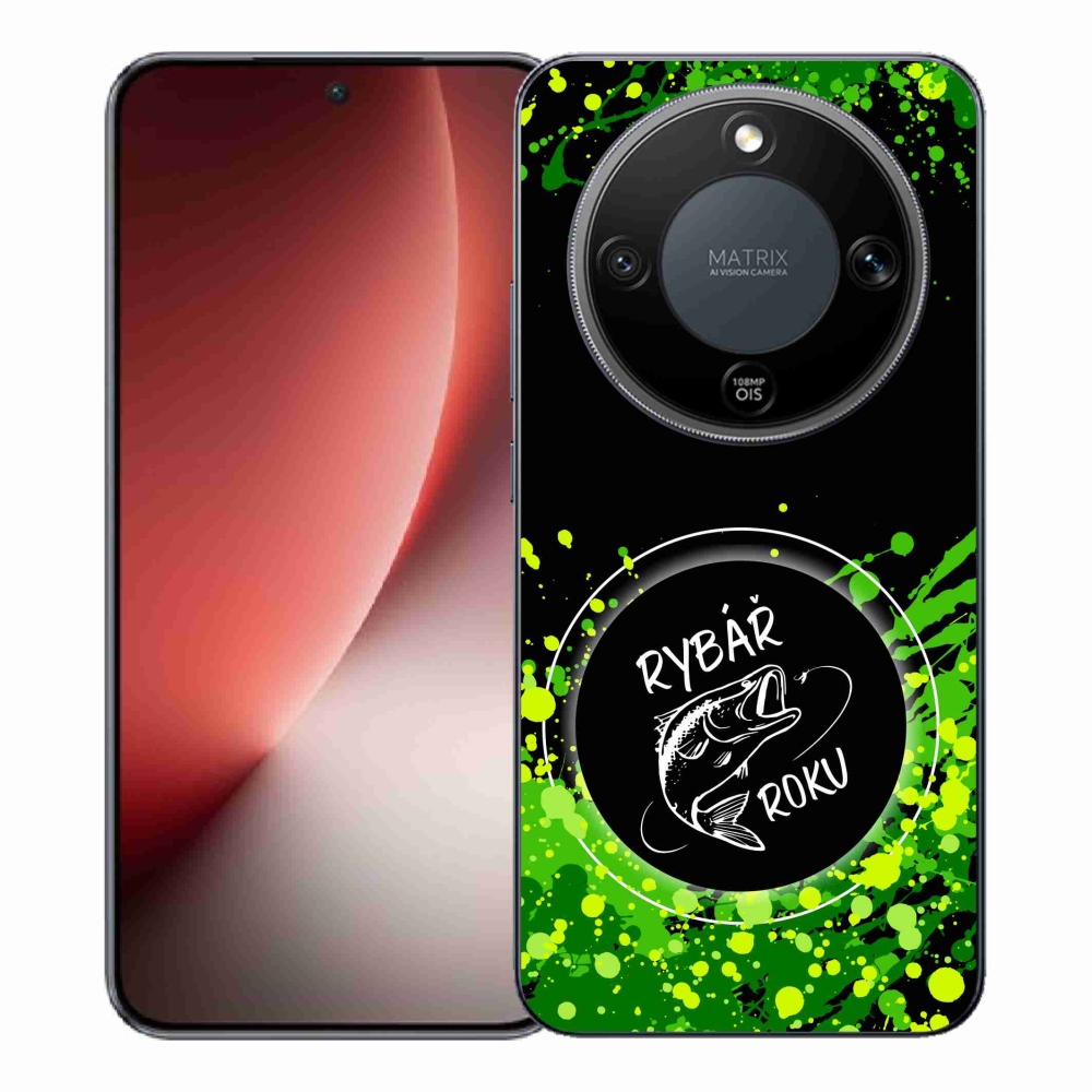 Gelový kryt mmCase na Honor Magic 8 Lite 5G - rybář roku černé pozadí