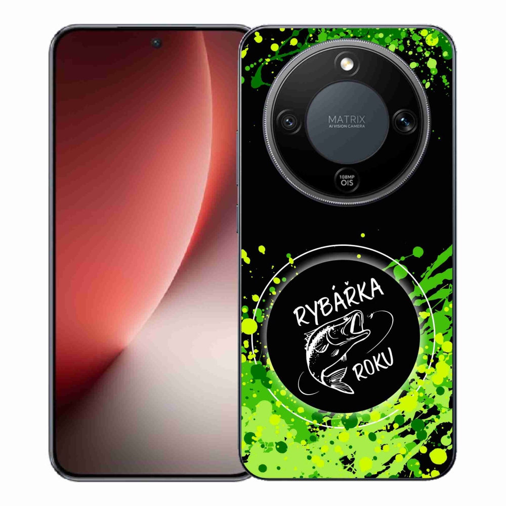 Gelový kryt mmCase na Honor Magic 8 Lite 5G - rybářka roku černé pozadí