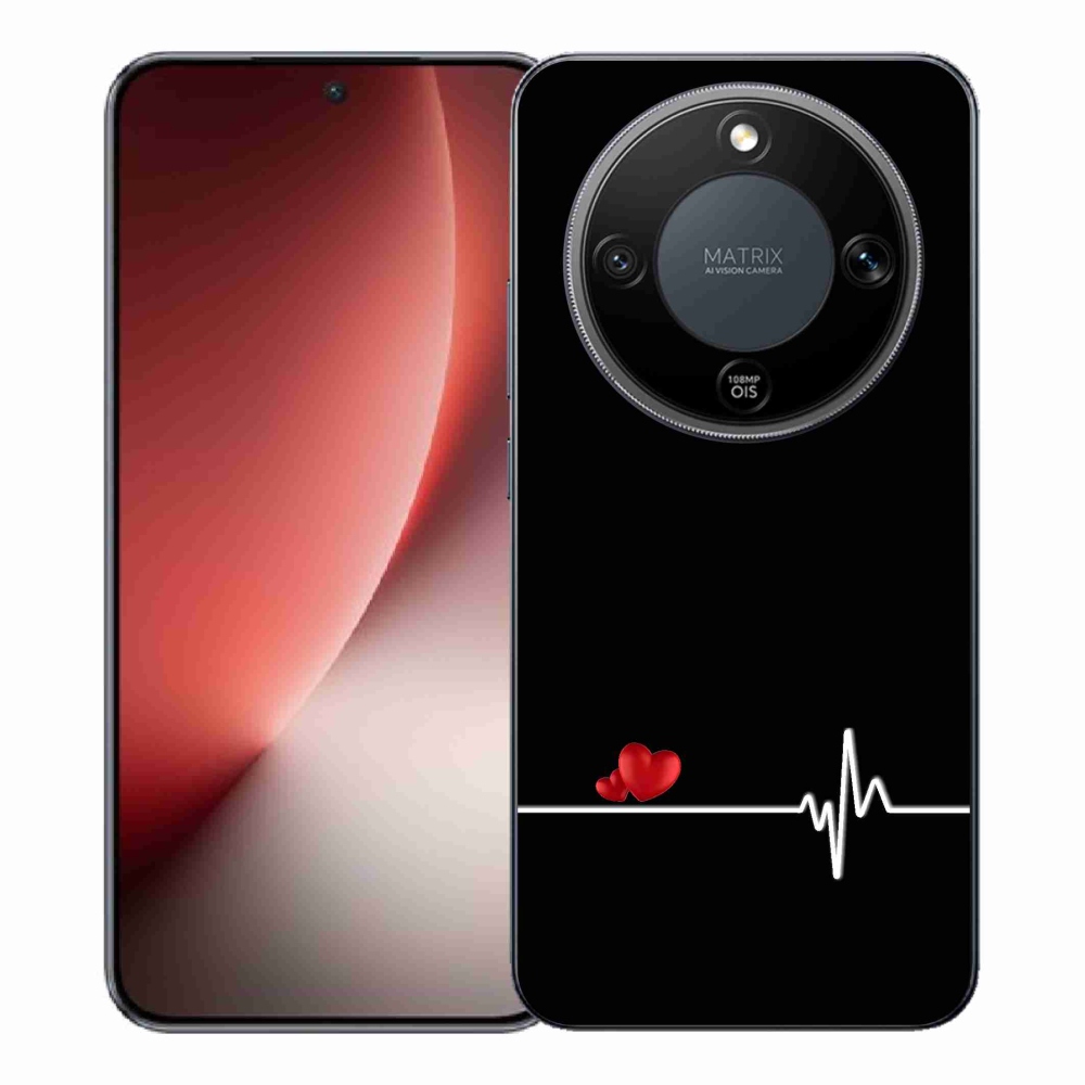 Gelový kryt mmCase na Honor Magic 8 Lite 5G - srdce a tep černé pozadí