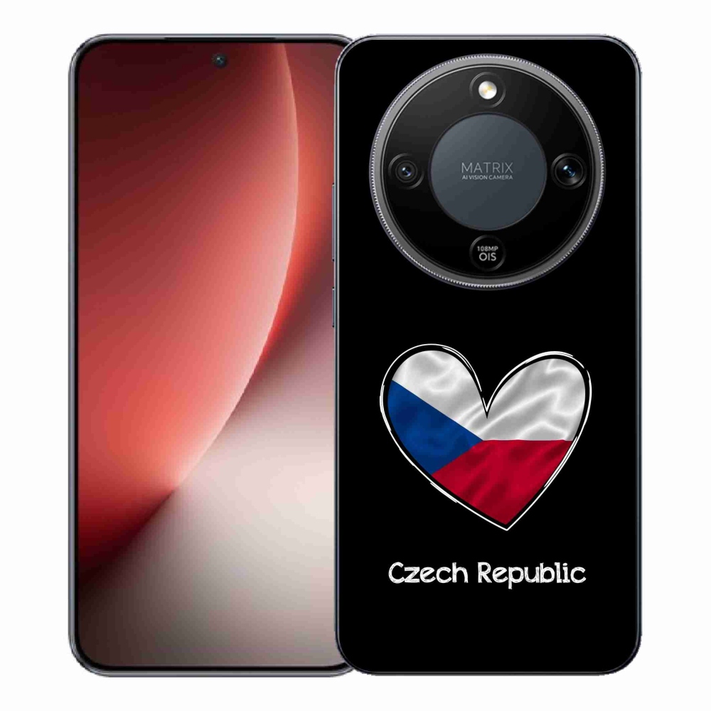 Gelový kryt mmCase na Honor Magic 8 Lite 5G - vlajka srdce černé pozadí