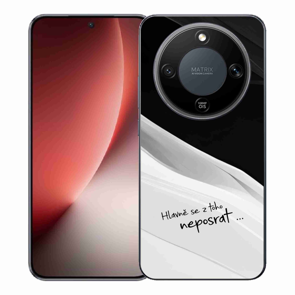 Gelový kryt mmCase na Honor Magic 8 Lite 5G - vtipný text 13 bíločerné pozadí