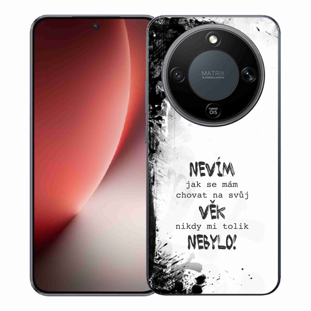 Gelový kryt mmCase na Honor Magic 8 Lite 5G - vtipný text 14 bílé pozadí