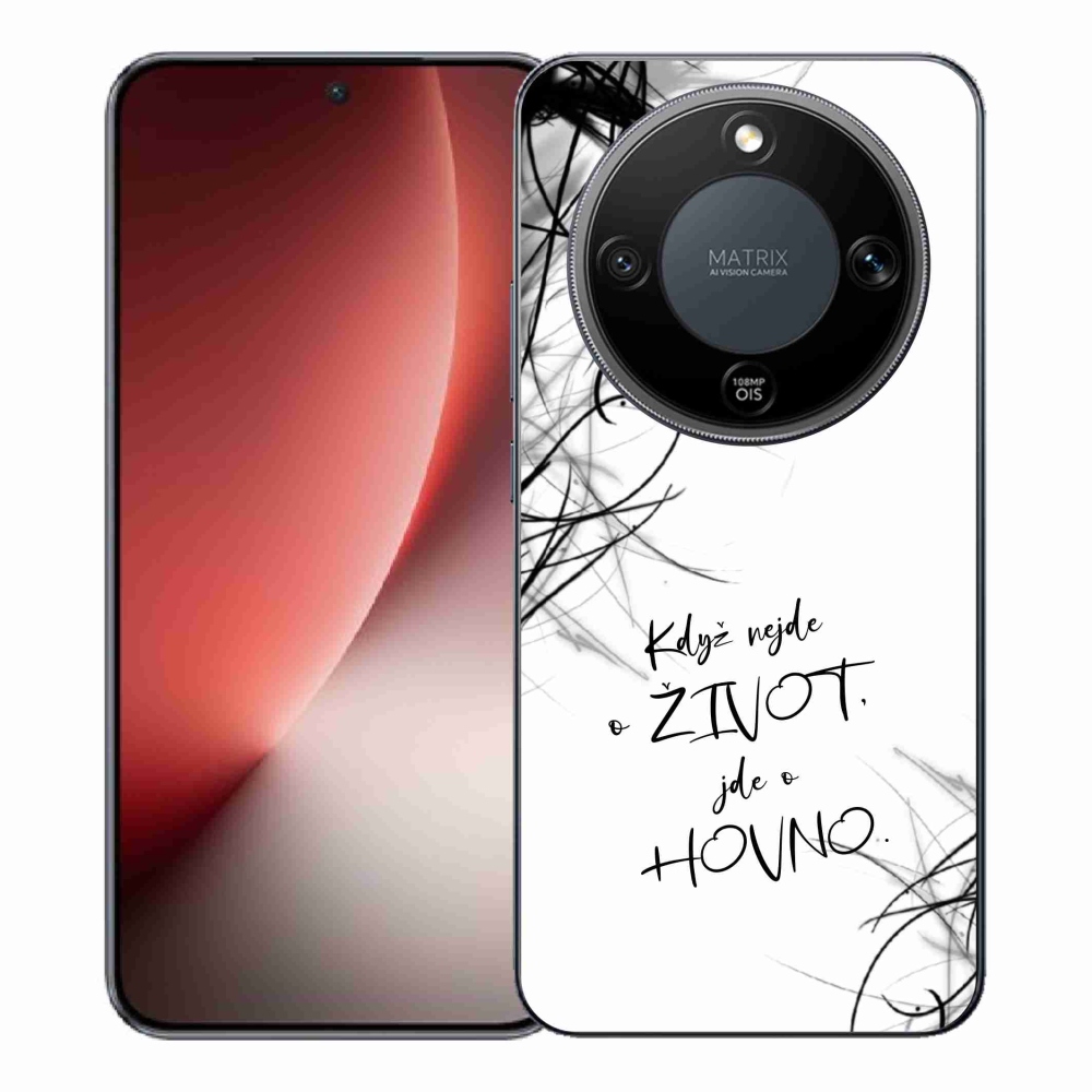 Gelový kryt mmCase na Honor Magic 8 Lite 5G - vtipný text 16 bílé pozadí