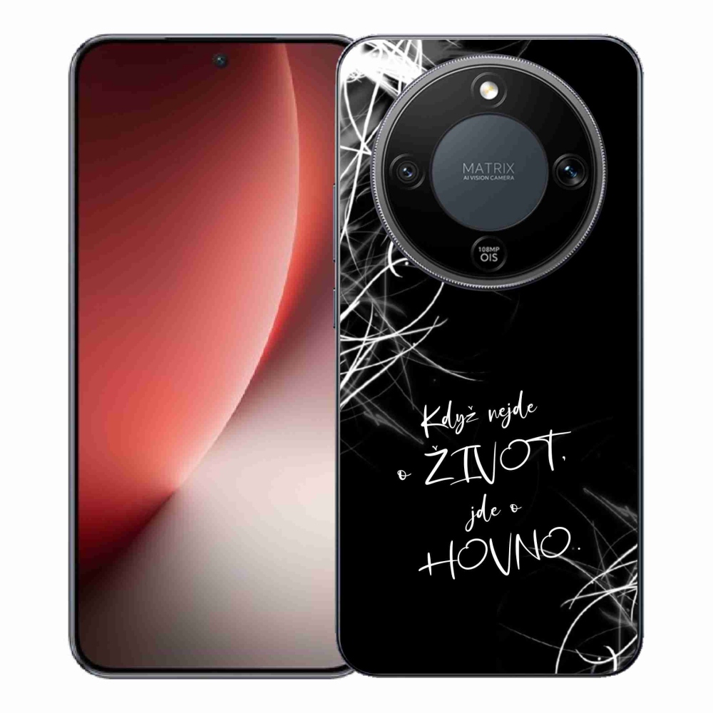 Gelový kryt mmCase na Honor Magic 8 Lite 5G - vtipný text 16 černé pozadí