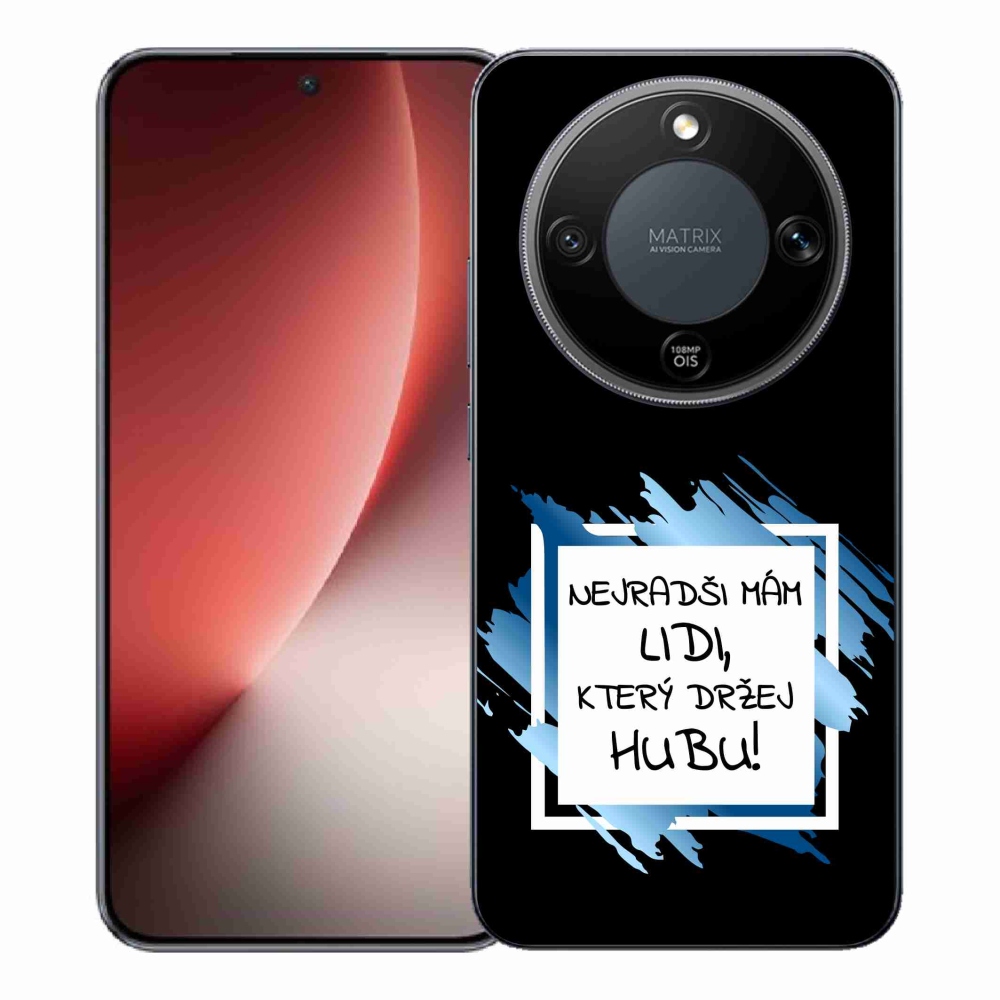 Gelový kryt mmCase na Honor Magic 8 Lite 5G - vtipný text 7 bíločerné pozadí