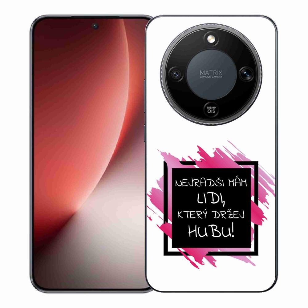 Gelový kryt mmCase na Honor Magic 8 Lite 5G - vtipný text 7 černobílé pozadí