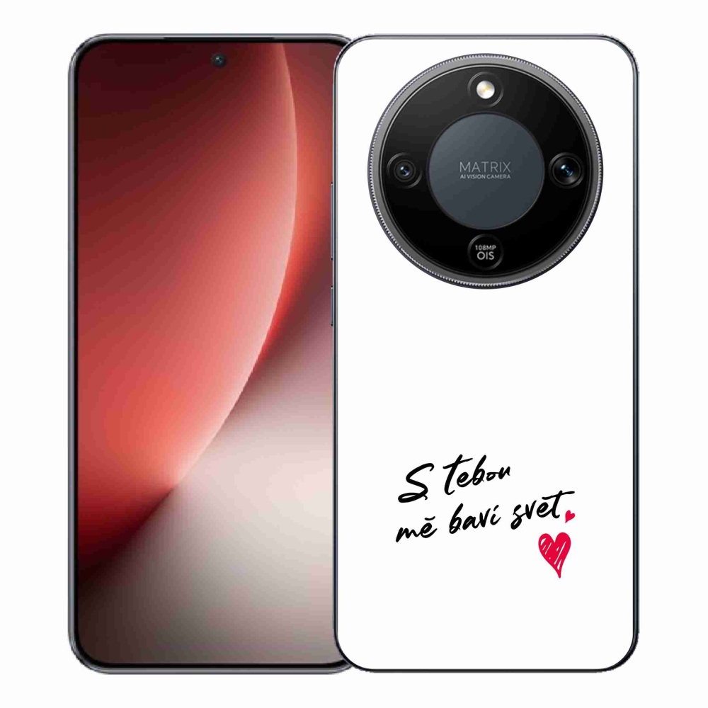 Gelový kryt mmCase na Honor Magic 8 Lite 5G - zamilovaný text 1 bílé pozadí