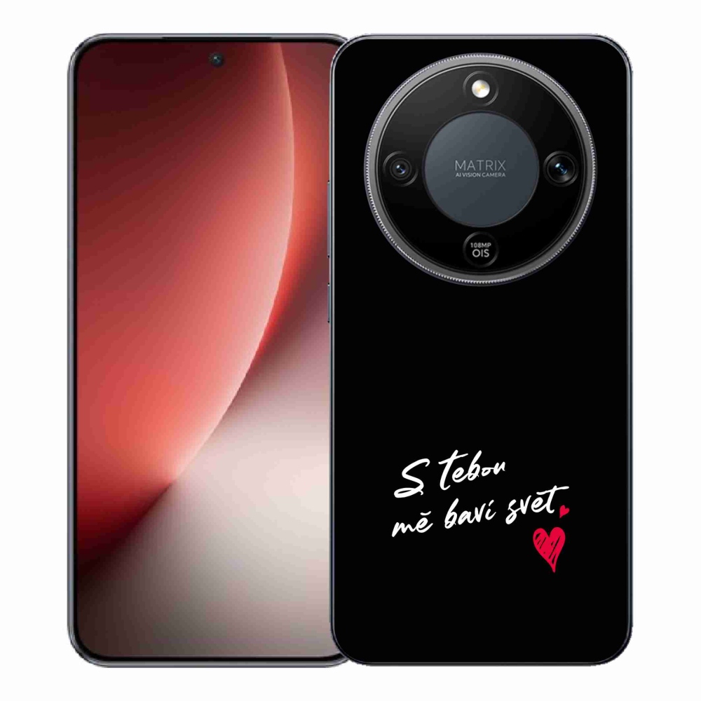 Gelový kryt mmCase na Honor Magic 8 Lite 5G - zamilovaný text 1 černé pozadí