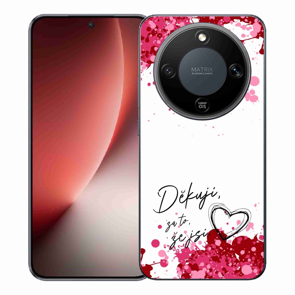 Gelový kryt mmCase na Honor Magic 8 Lite 5G - zamilovaný text 2 bílé pozadí