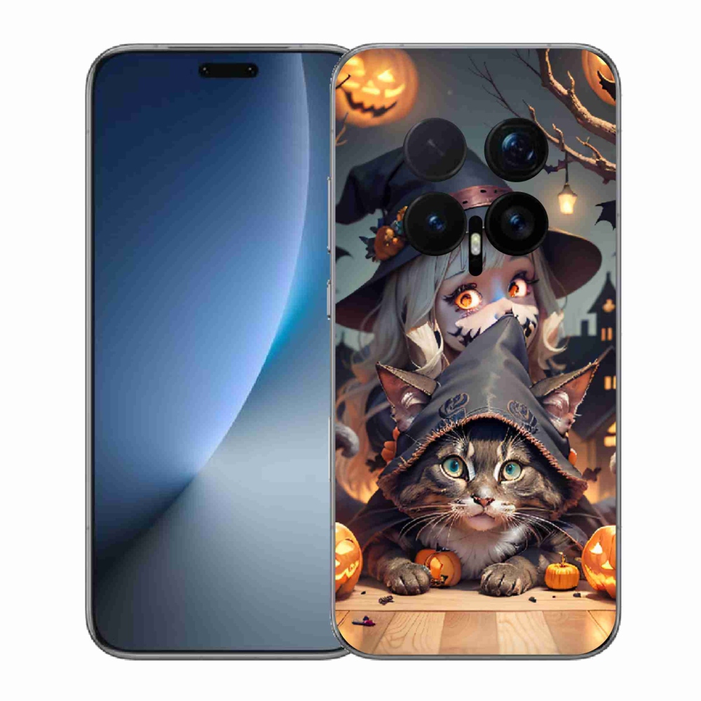 Gelový kryt mmCase na Honor Magic 8 Pro - čarodějnice s kočkou