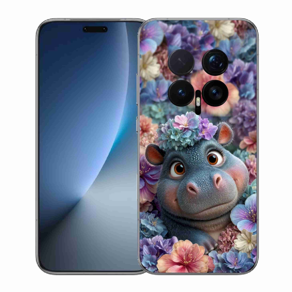 Gelový kryt mmCase na Honor Magic 8 Pro - hrošík v květinách