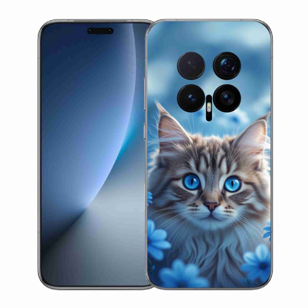 Gelový kryt mmCase na Honor Magic 8 Pro - koťátko v modrých květech