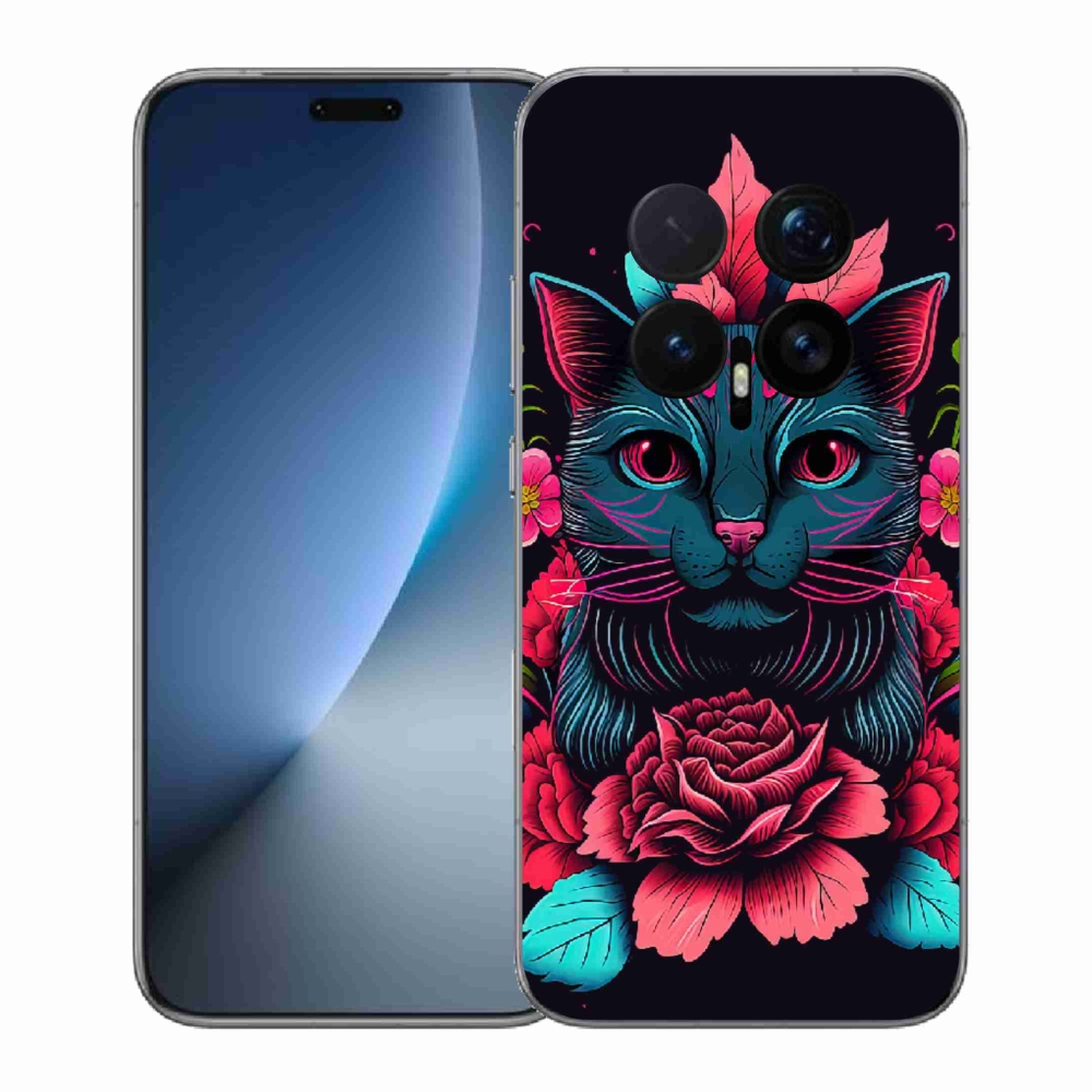 Gelový kryt mmCase na Honor Magic 8 Pro - květiny a kočka