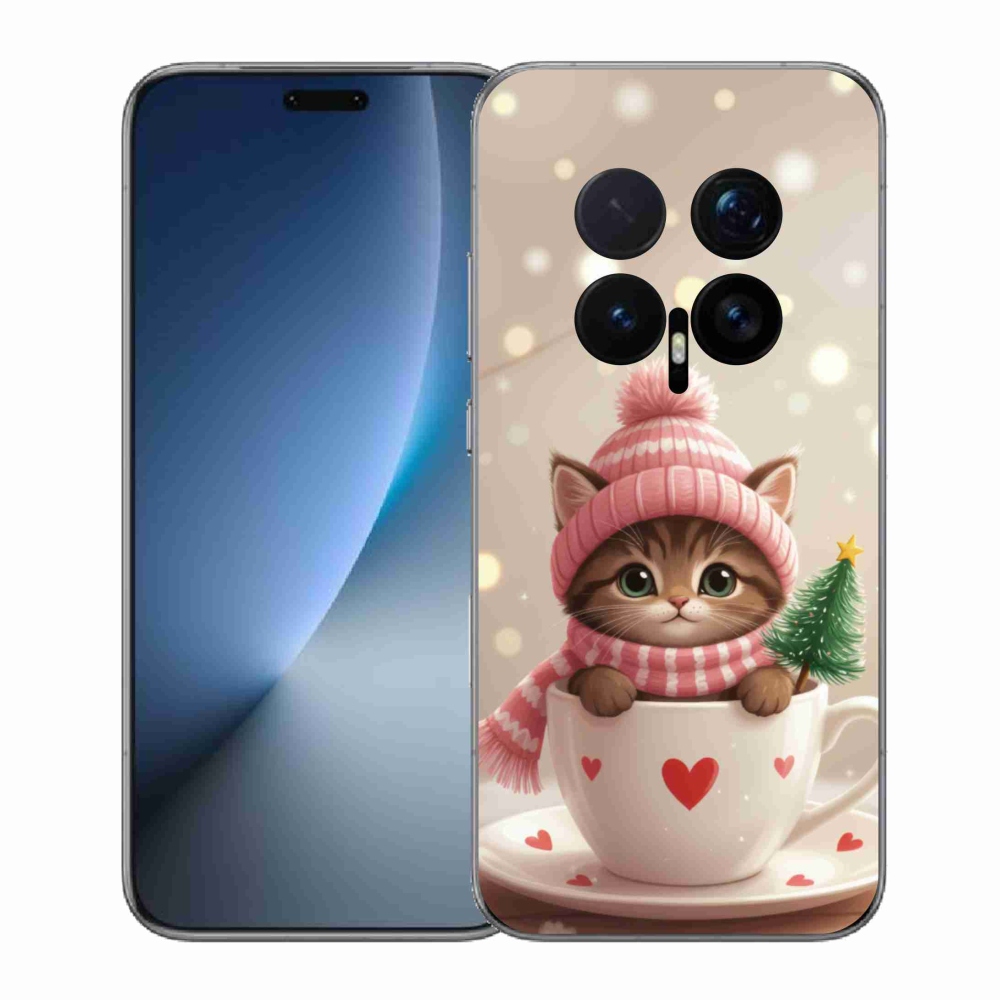 Gelový kryt mmCase na Honor Magic 8 Pro - vánoční kotě v hrnku
